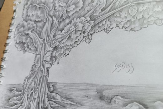 Mechanical tree / Árbol mecánico. Drawing made with 2B pencil. / Dibujo hecho con lápiz 2B.