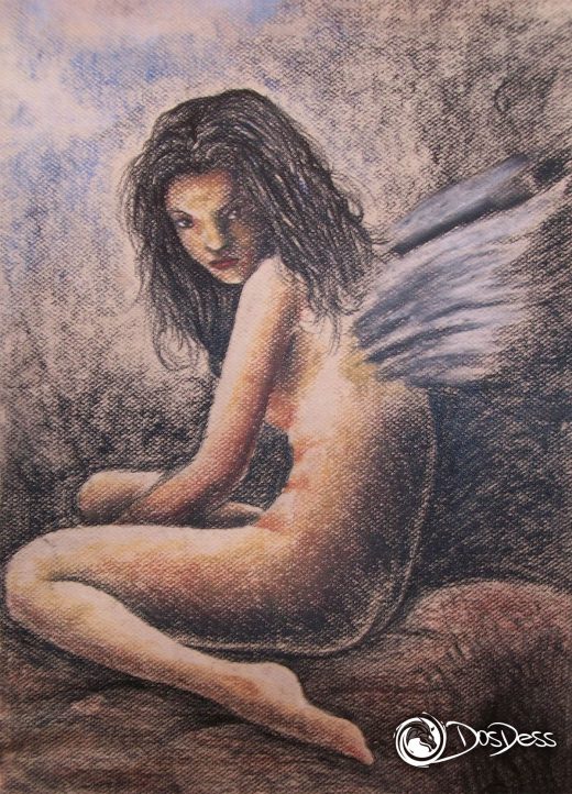 Chalk on watercolor paper. Tiza pastel sobre papel acuarela.