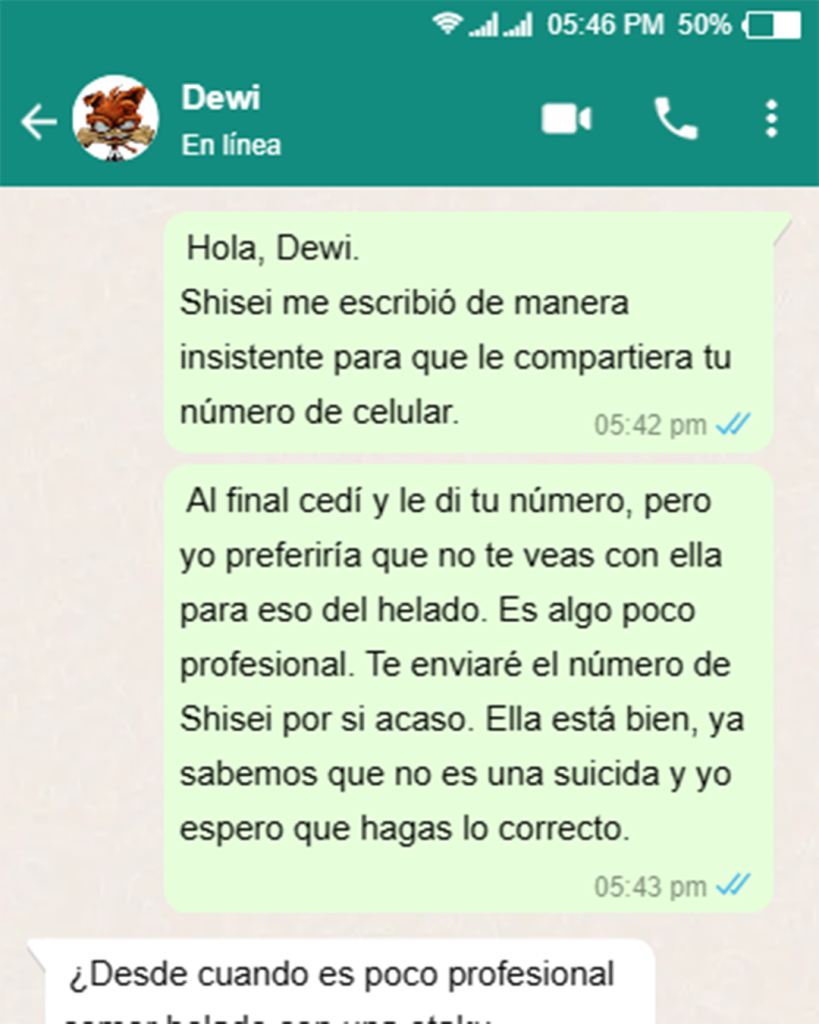 Eso es lo que menos le interesa a Dewi en este momento.